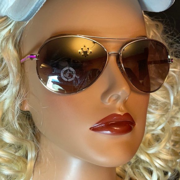 Juicy Couture Gold Frame / Pink Arms Aviator NWT - Picture 10 of 10